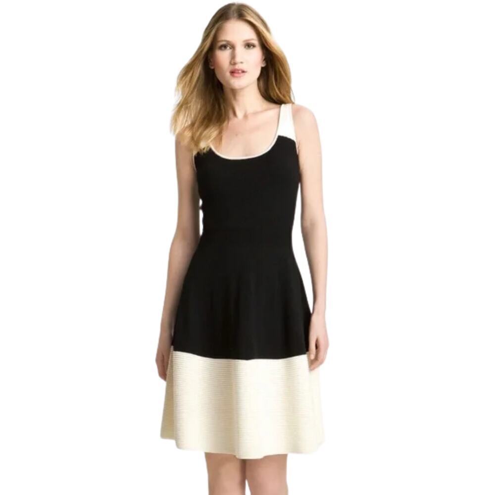 Kate Spade Constance Dress Color Block Knit Wool Black Cream Size Small